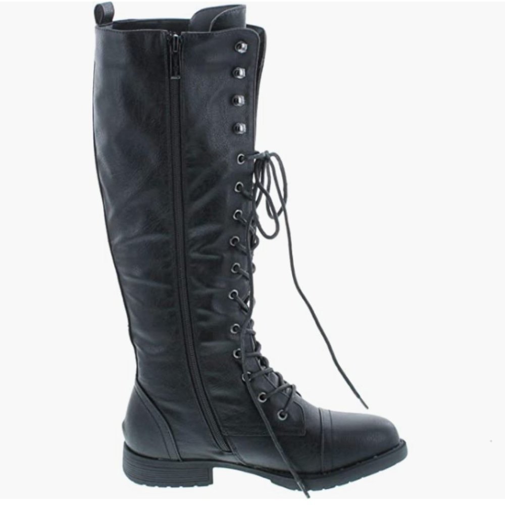 Nature Breeze Madge Womens knee high lace up combat boots